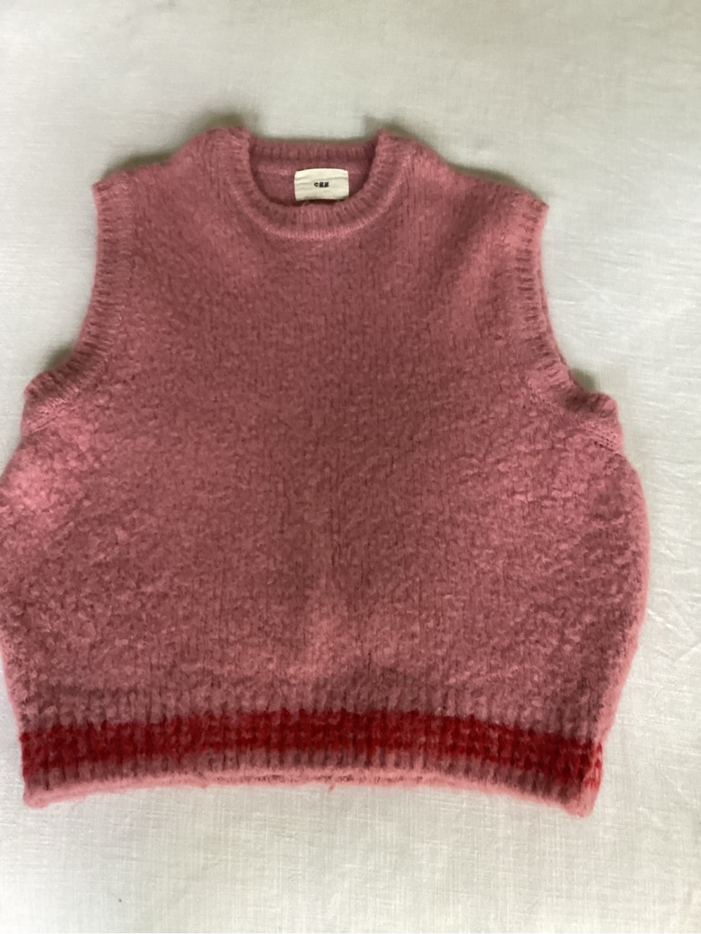 Egg Trading Fuzzy Alpaca Wool Blend Boucle Sweater Vest Large Pink Korea - Picture 15 of 16